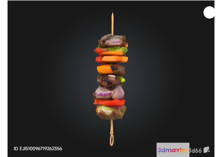 A Skewer Of Meat And Vegetables 3D Model - 7221 - VRAY Render