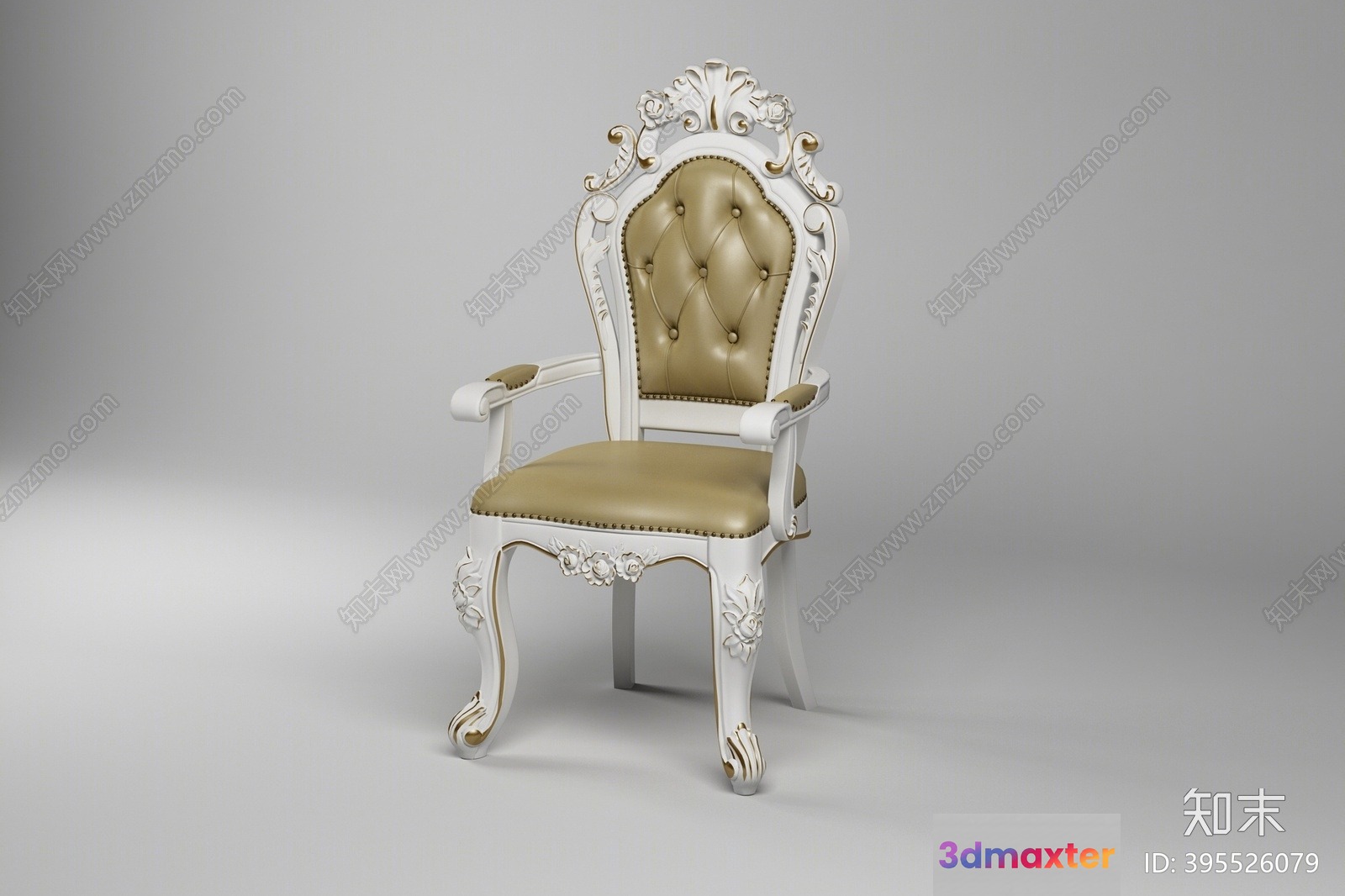 White And Gold Chair 3D Model - 5240 - VRAY Render