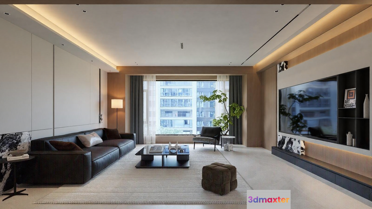 Modern Living Room 3D Model - 3850 - VRAY Render