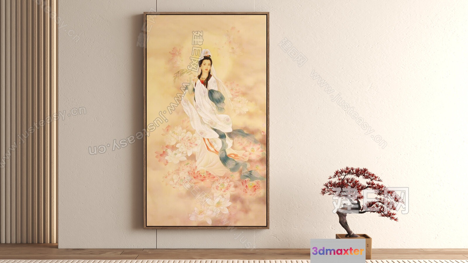 A Framed Painting Of A Woman In A White Dress 3D Model - 1251 - VRAY Render