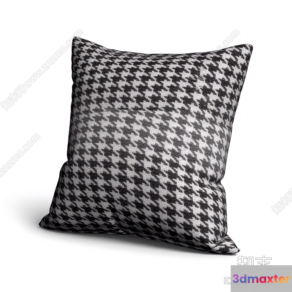 Gray Houndstooth Pillow 3D Model - 3253 - VRAY Render