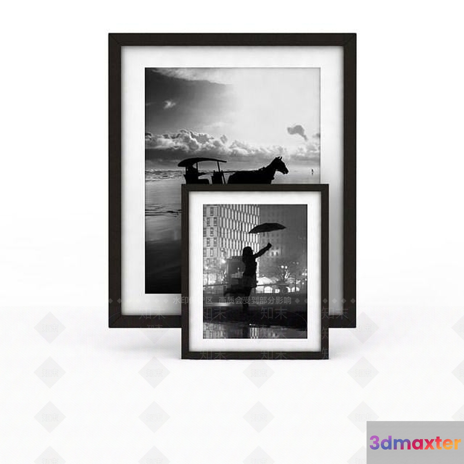 A Black And White Photo Collage 3D Model - 10913 - VRAY Render