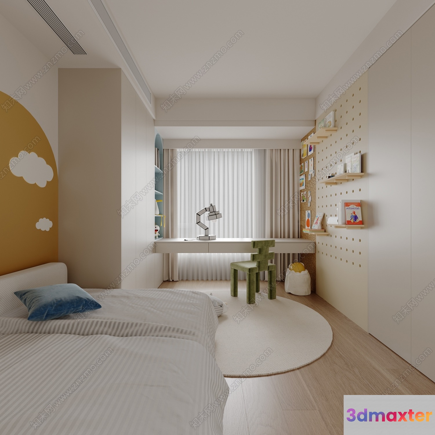 Cozy Modern Bedroom 3D Model - 12476 - VRAY Render