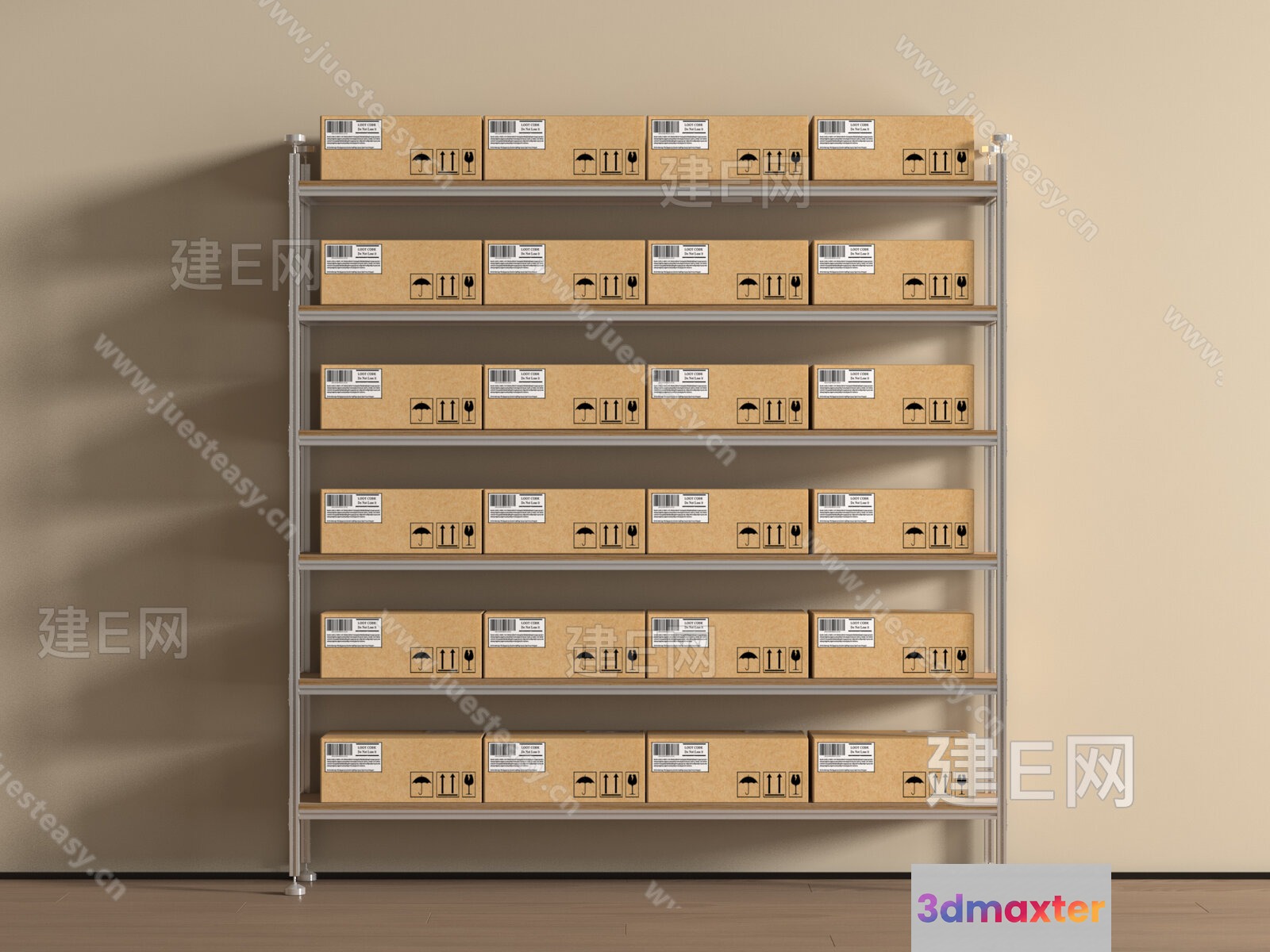 A Shelving Unit Made Of Metal 3D Model - 23156 - VRAY Render