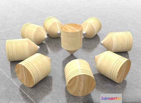Wooden Cylindrical Objects 3D Model - 21392 - VRAY Render
