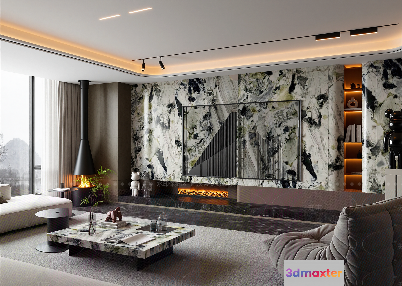 Modern Living Room 3D Model - 12345 - VRAY Render