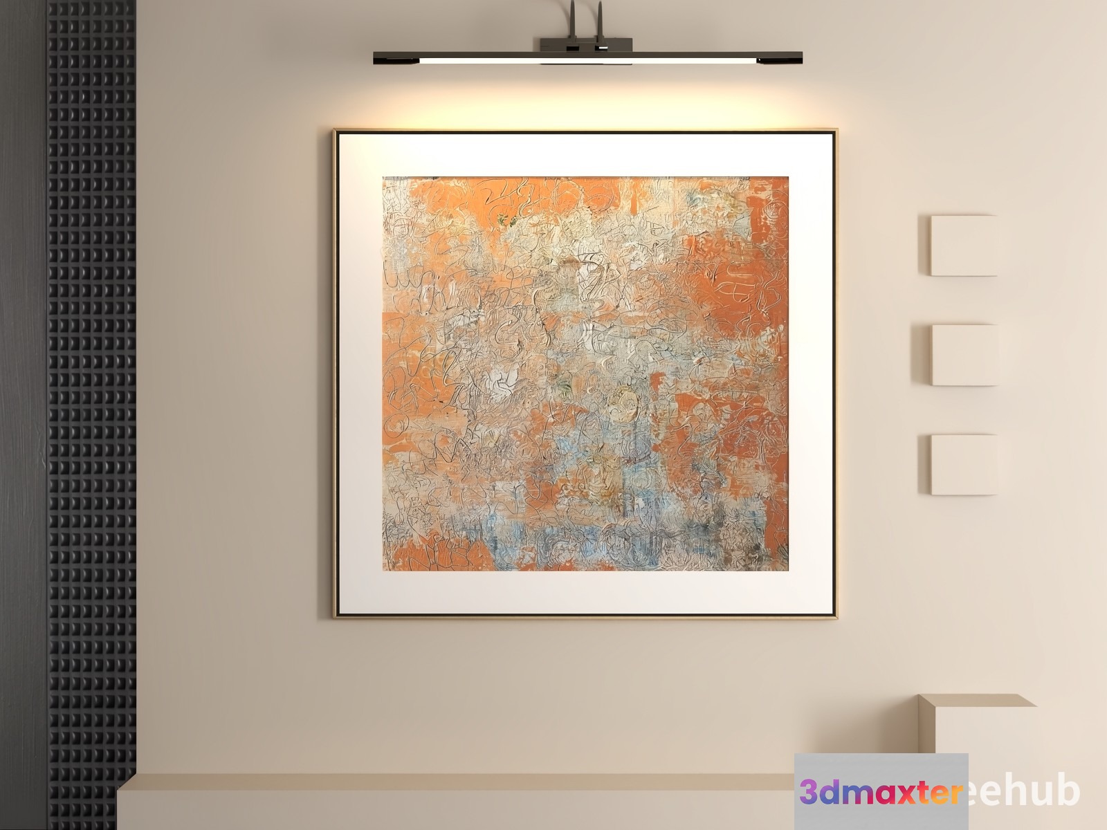 The Single Main Subject Is A Painting With A White Border 3D Model - 20200 - VRAY Render