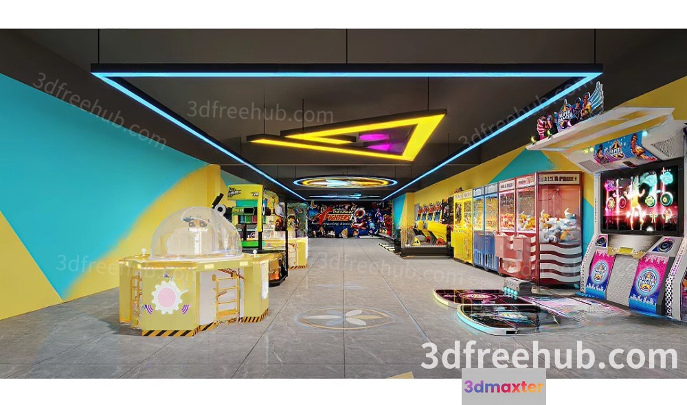 A 3D Rendering Of A Game Arcade 3D Model - 19382 - VRAY Render