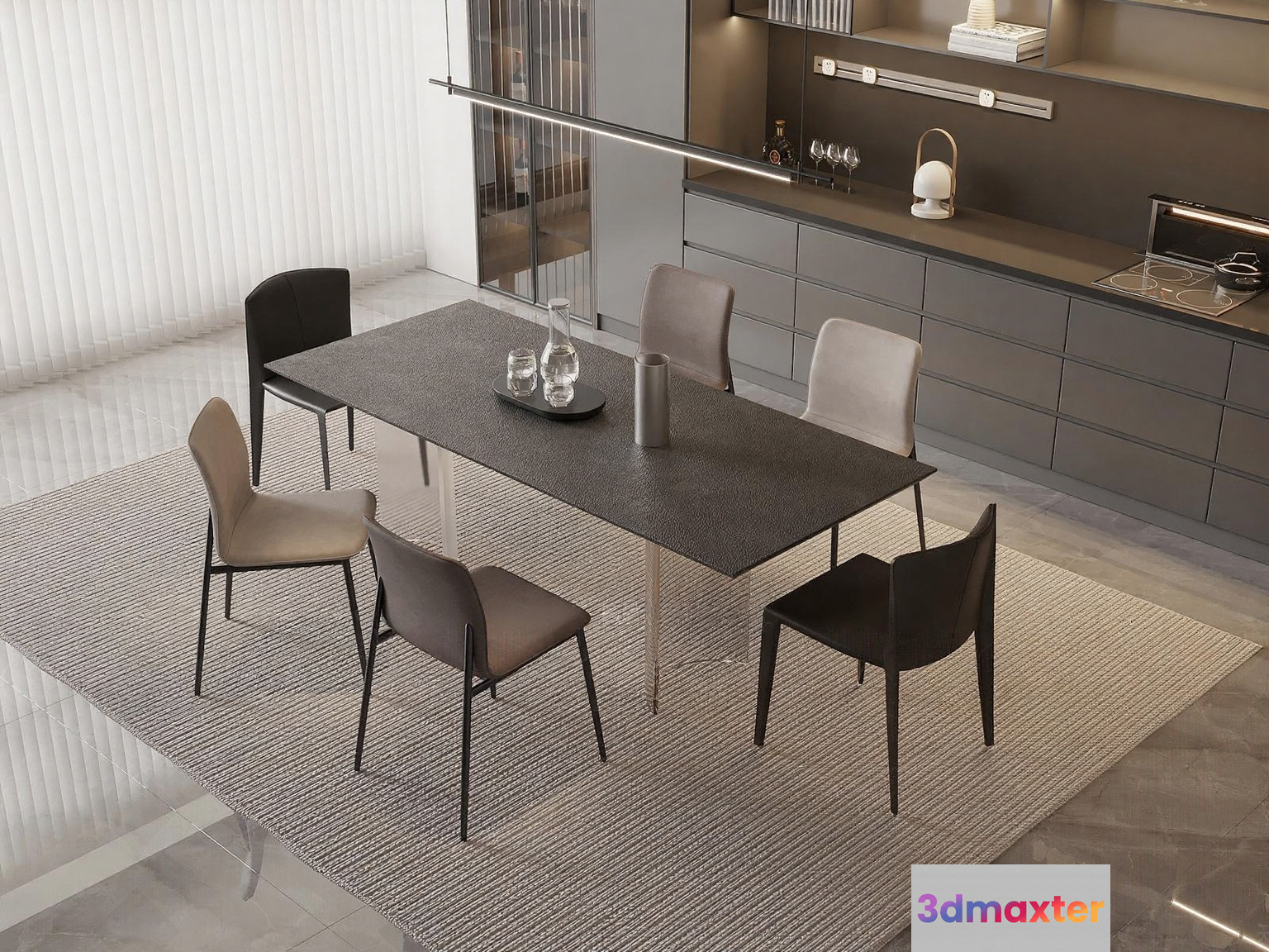 Modern Dining Table 3D Model - 11905 - VRAY Render