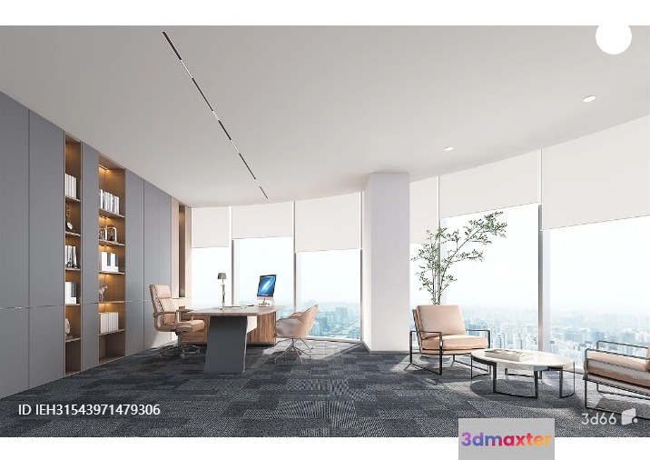 Modern Office Space 3D Model - 8832 - VRAY Render