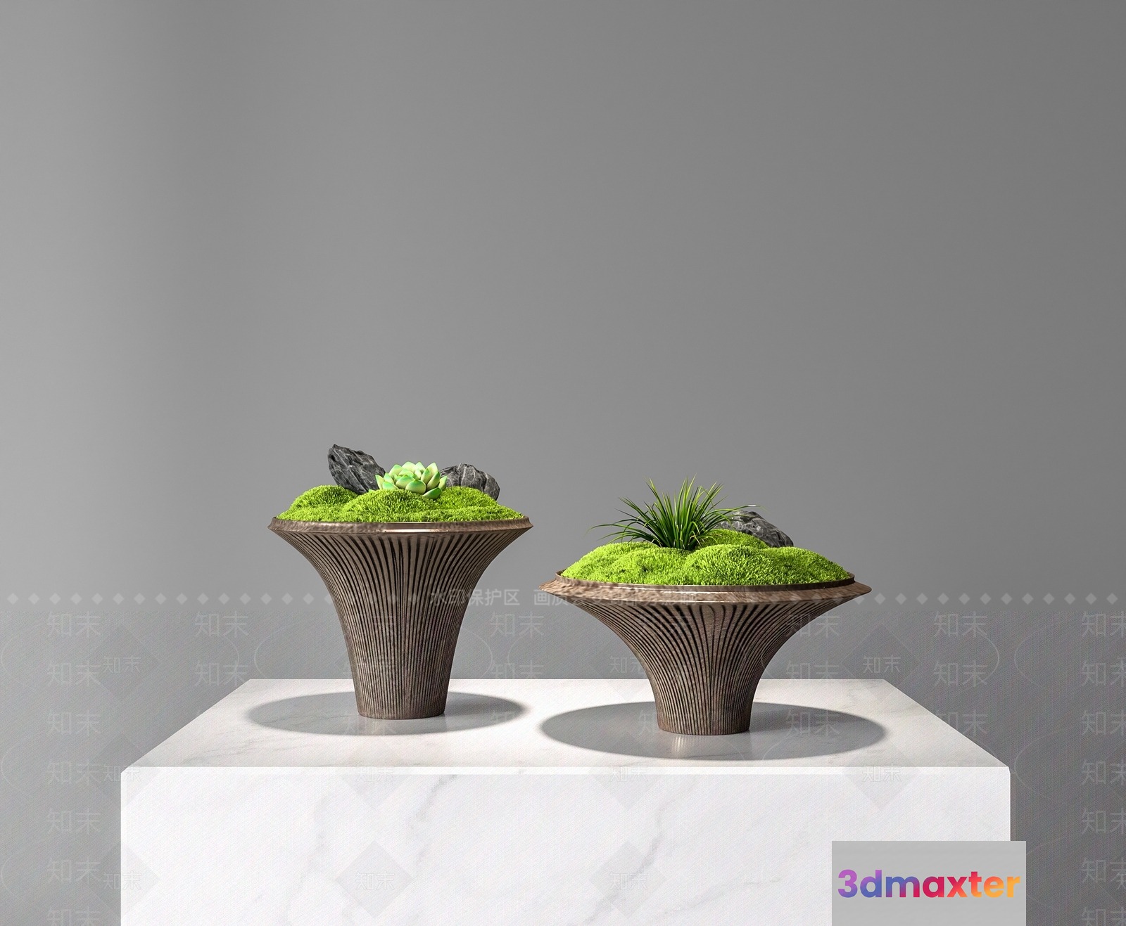 Modern Decorative Planters 3D Model - 4220 - VRAY Render