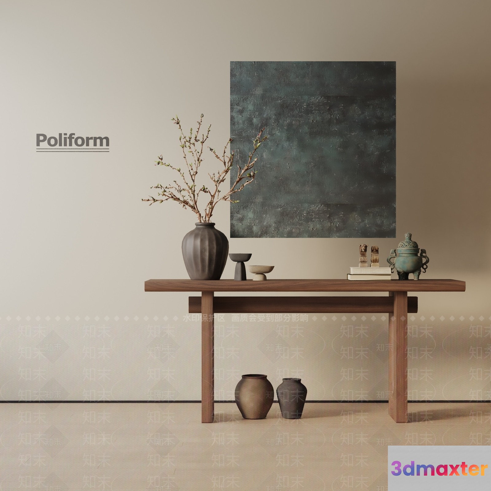 Minimalist Console Table 3D Model - 7530 - VRAY Render