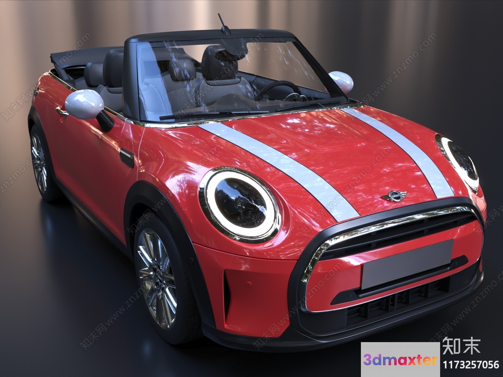 Red Convertible Car 3D Model - 12470 - VRAY Render