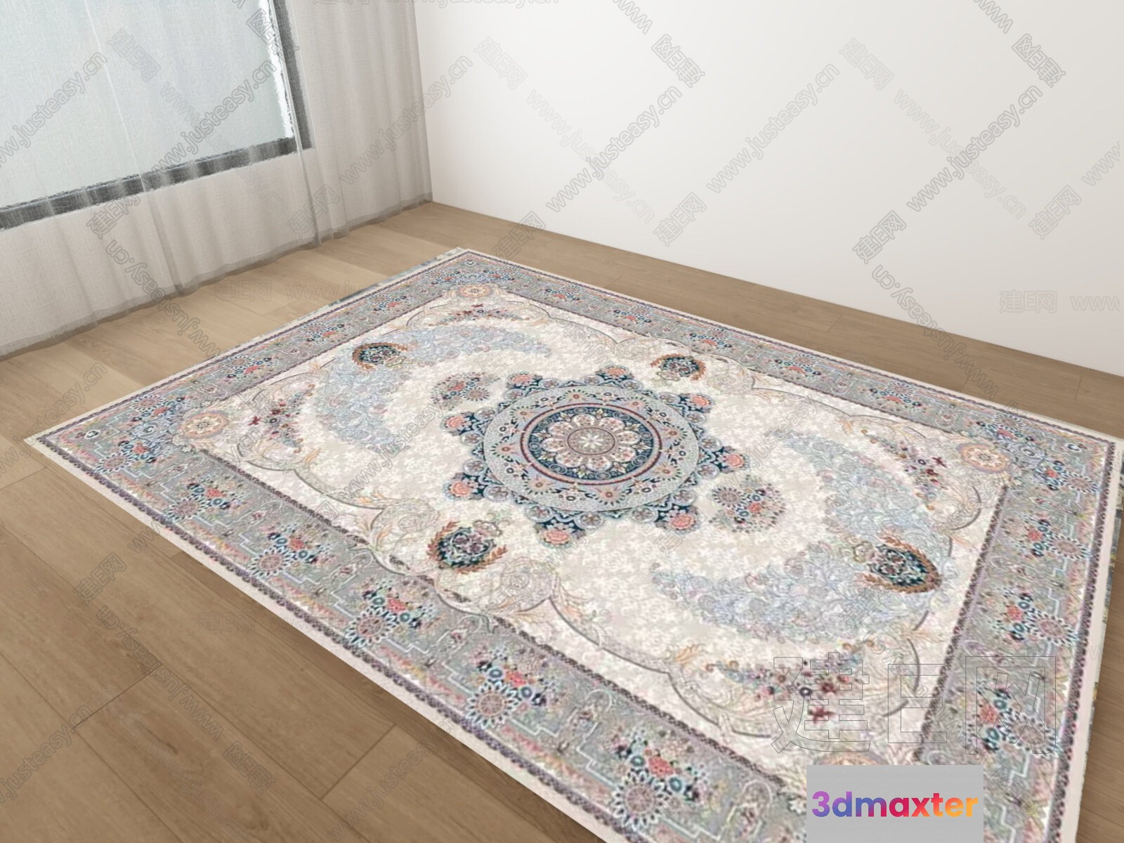 A Large Rug With A Floral Pattern 3D Model - 13306 - VRAY Render
