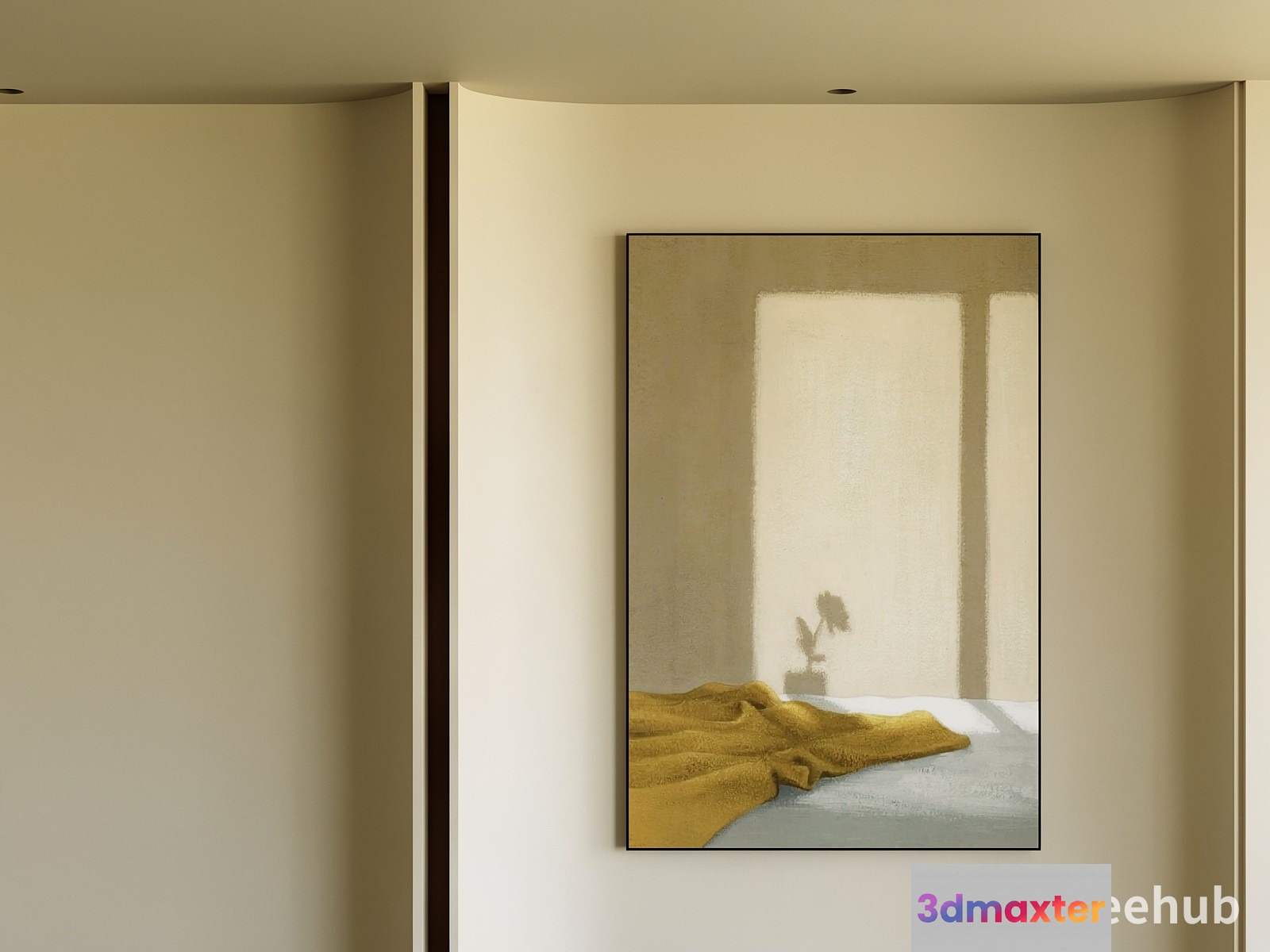 A Serene Room With A Painting Of A Bed 3D Model - 20580 - VRAY Render