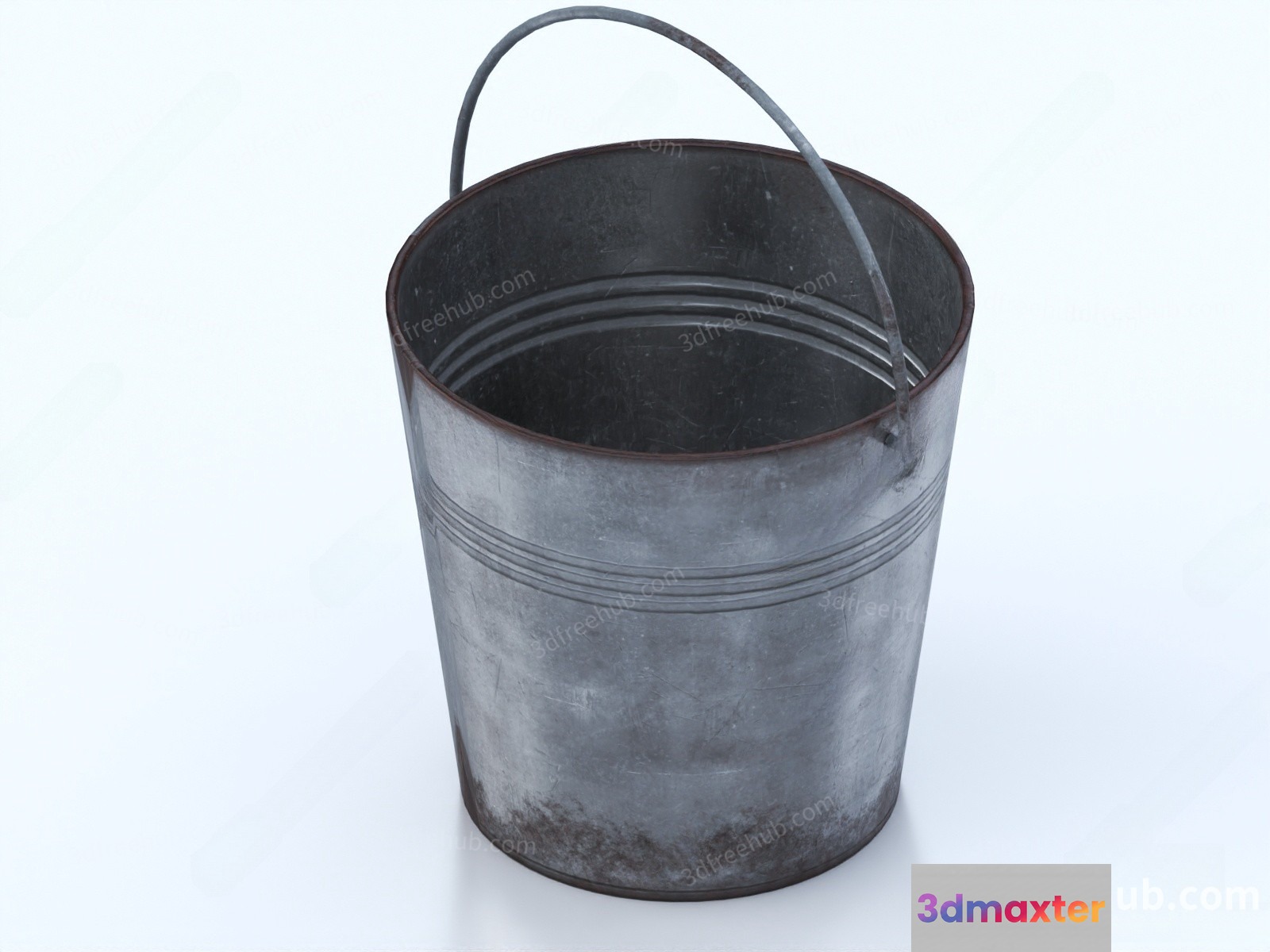 A Metal Bucket With A Handle 3D Model - 20252 - VRAY Render