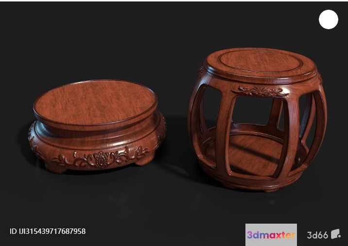 Wooden Stool 3D Model - 325 - VRAY Render