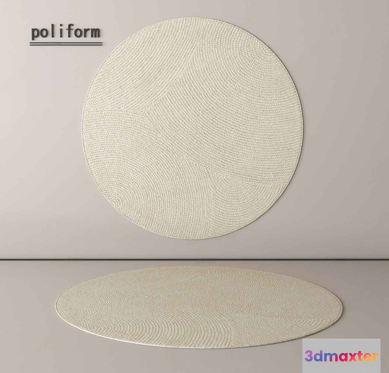 White Woven Circular Rug 3D Model - 17340 - VRAY Render