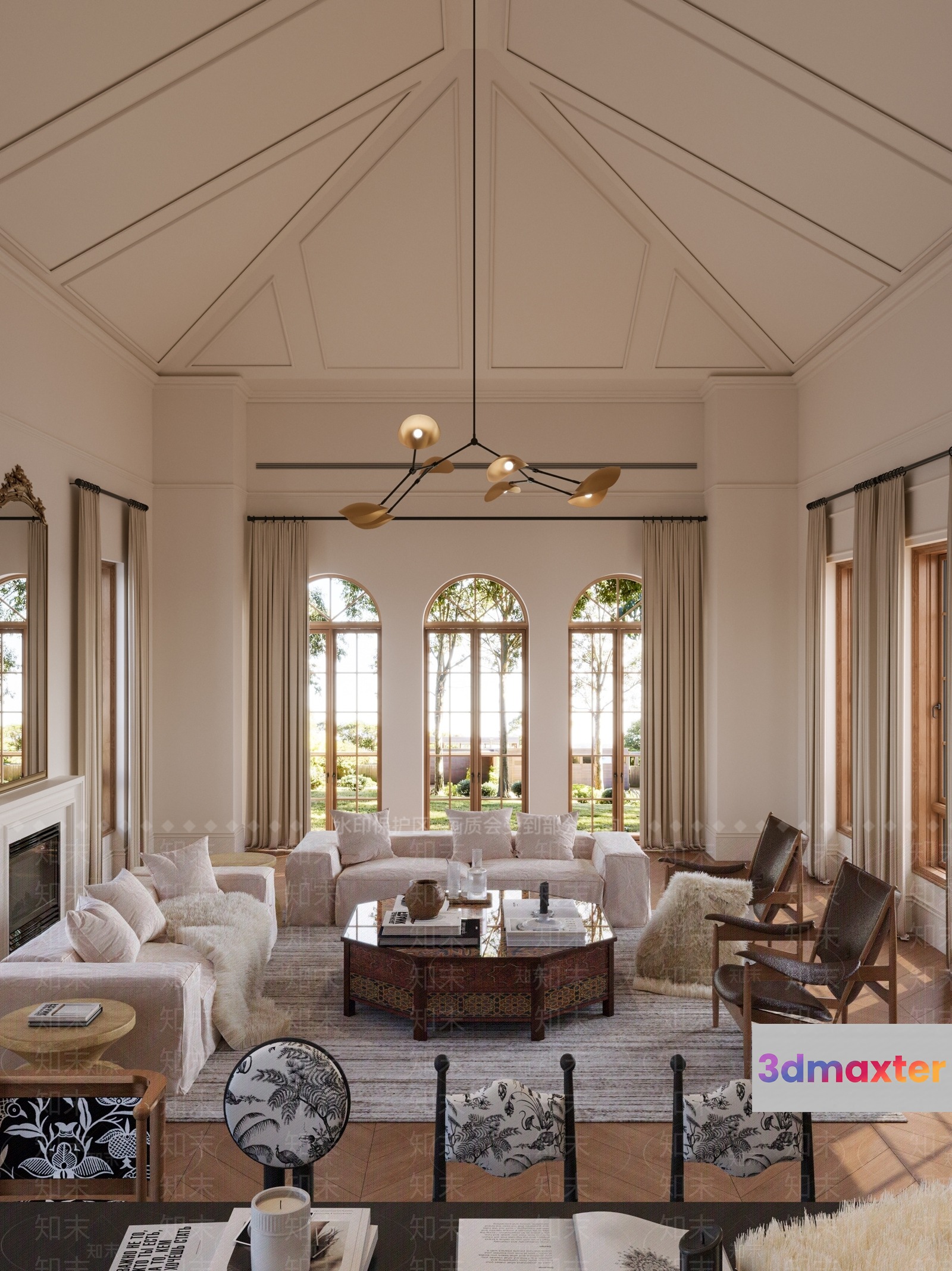 Modern Living Room 3D Model - 9233 - VRAY Render