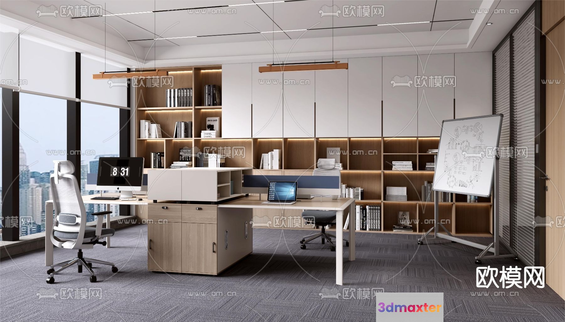 Modern Office Space 3D Model - 18252 - VRAY Render