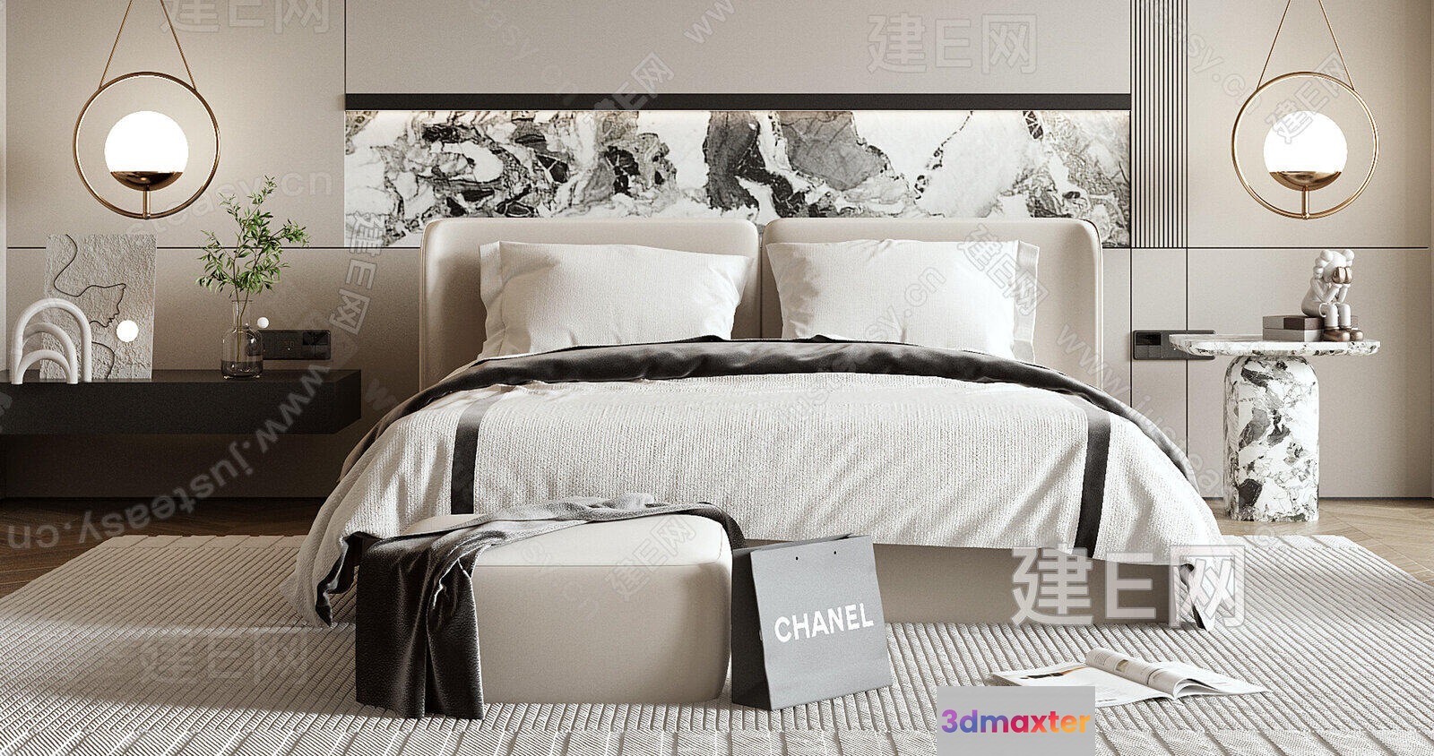 Modern Luxury Bedroom 3D Model - 14408 - VRAY Render