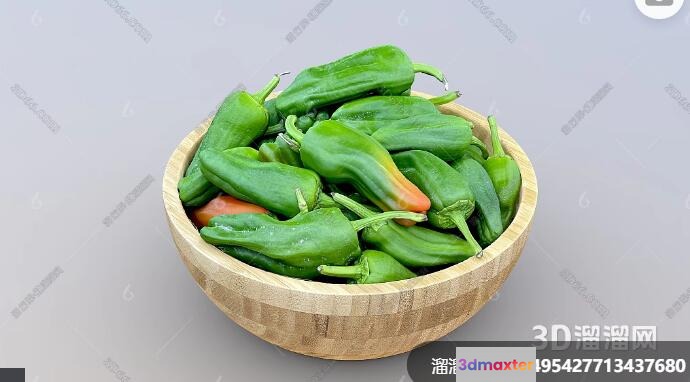 A Bowl Of Green Peppers 3D Model - 13050 - VRAY Render
