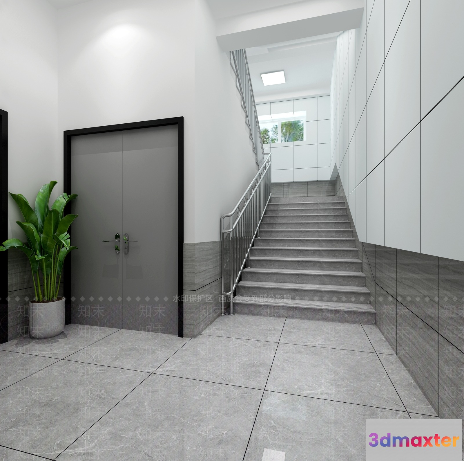 Grey Staircase 3D Model - 1603 - VRAY Render