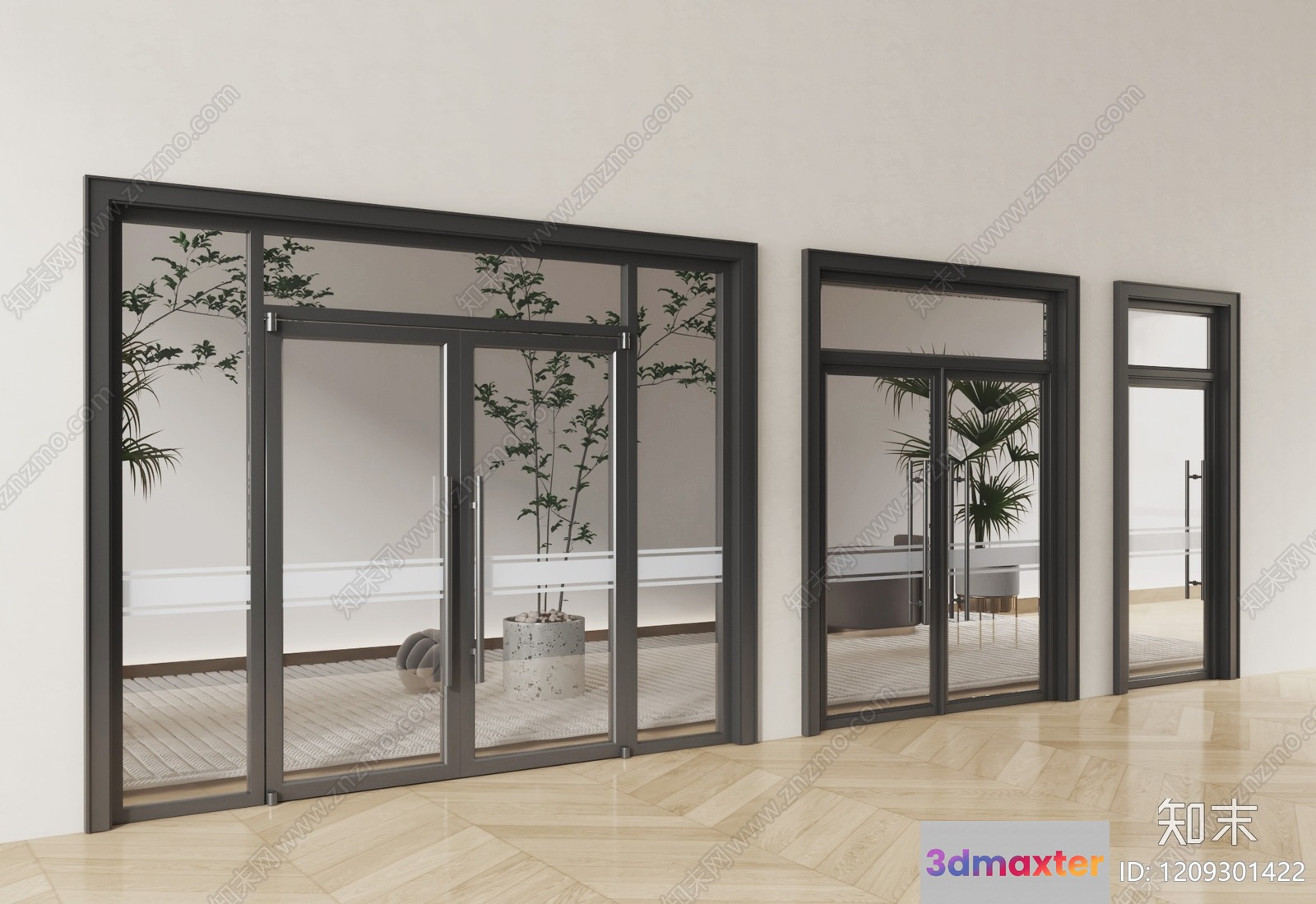 Modern Glass Doors 3D Model - 2405 - VRAY Render