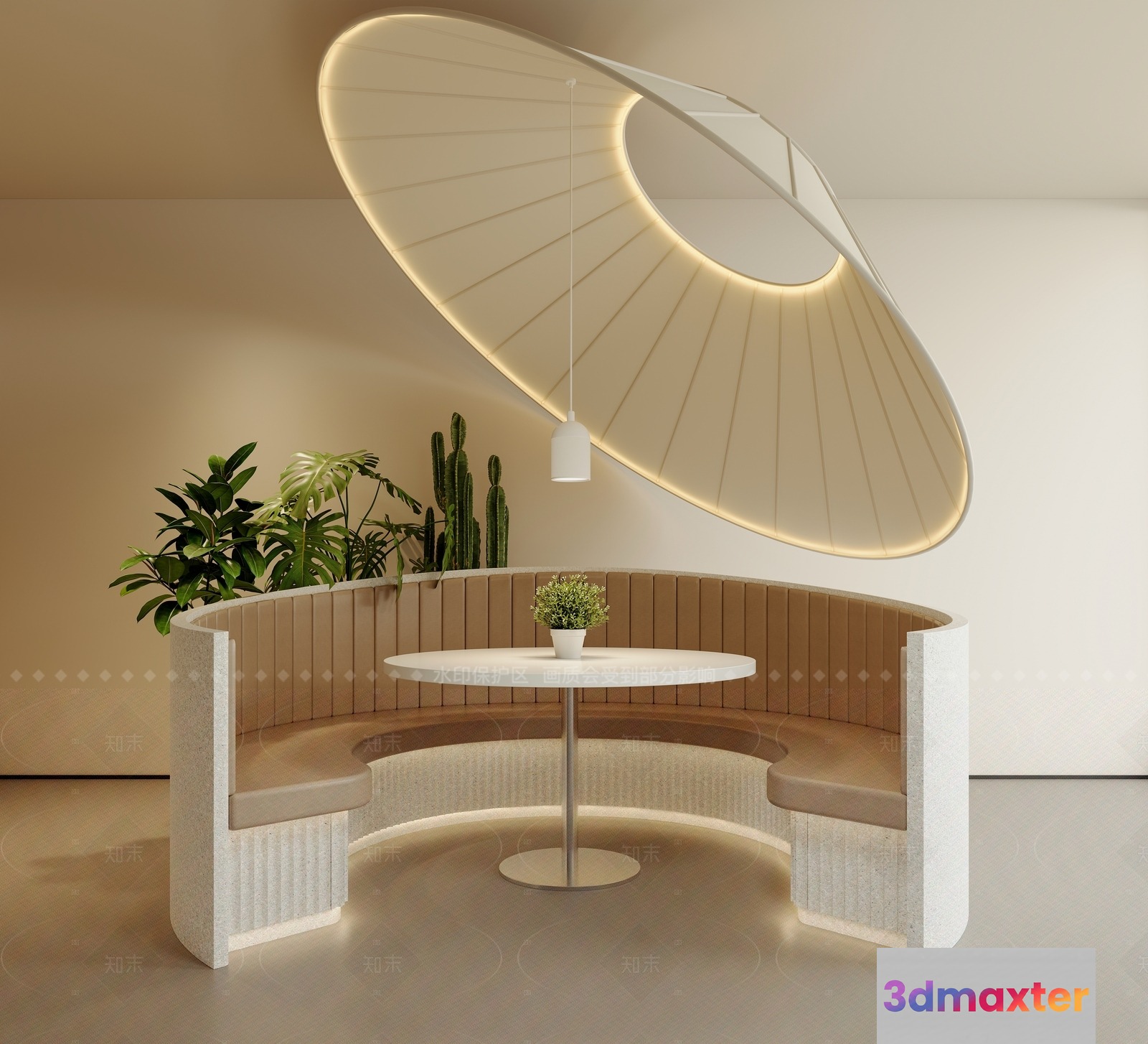 Modern Circular Seating Area 3D Model - 8663 - VRAY Render