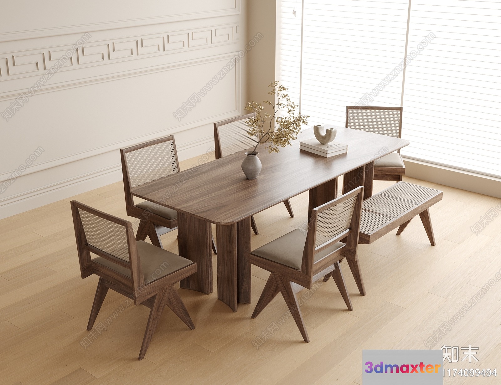 Wooden Dining Table 3D Model - 3114 - VRAY Render