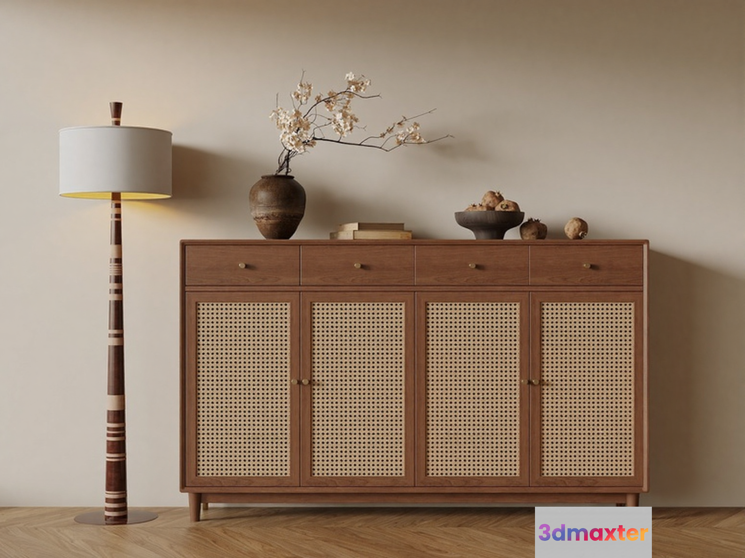 Mid-Century Sideboard 3D Model - 3704 - VRAY Render