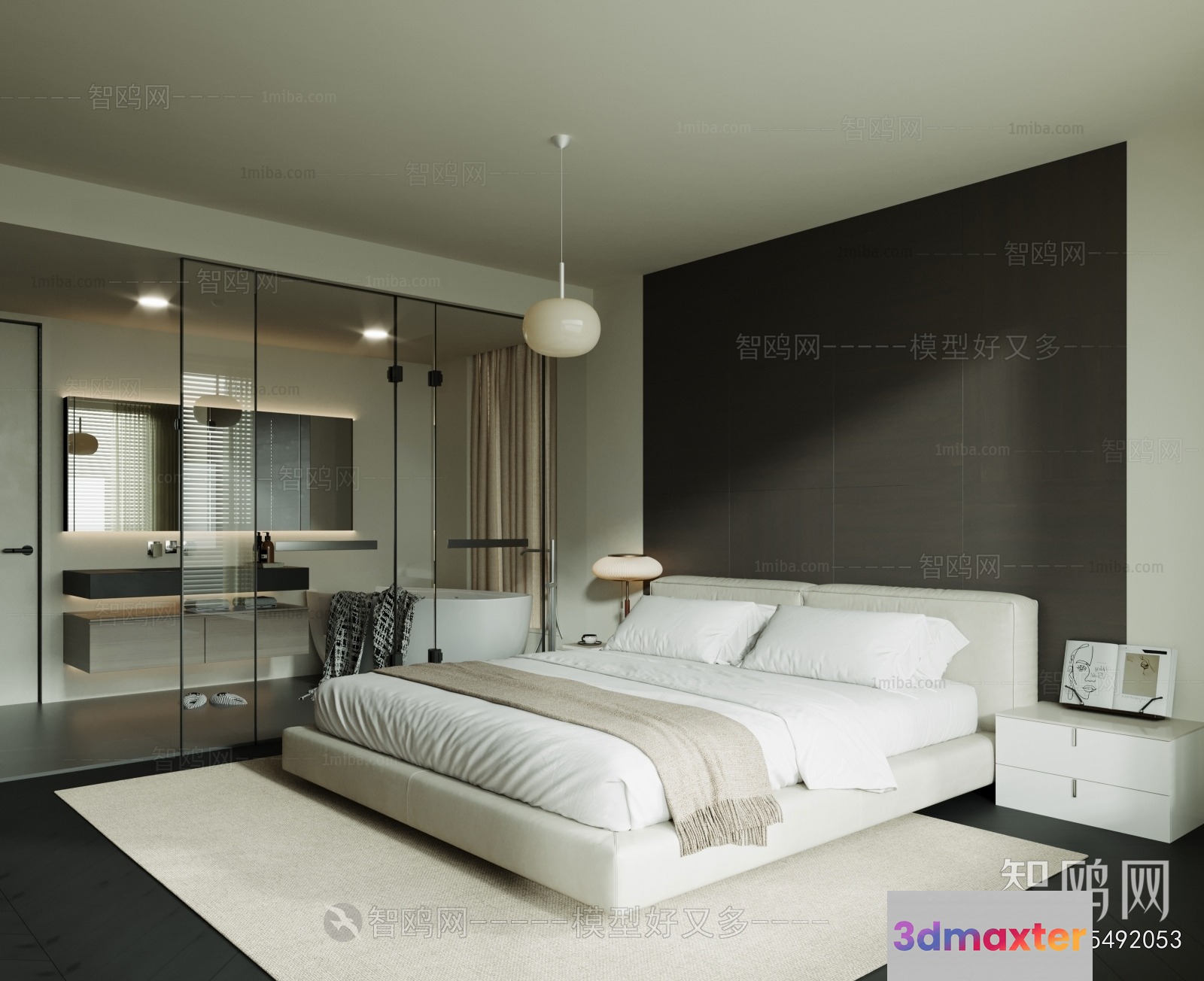 Modern Bedroom Design 3D Model - 7971 - CORONA Render