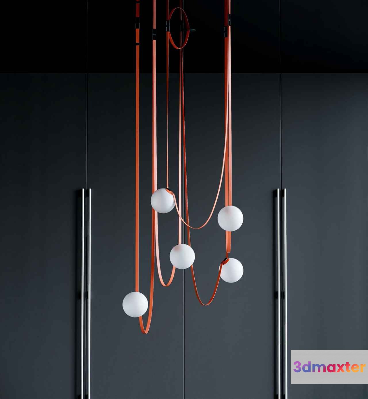 A Chandelier With White Balls And Orange Cords 3D Model - 5338 - VRAY Render