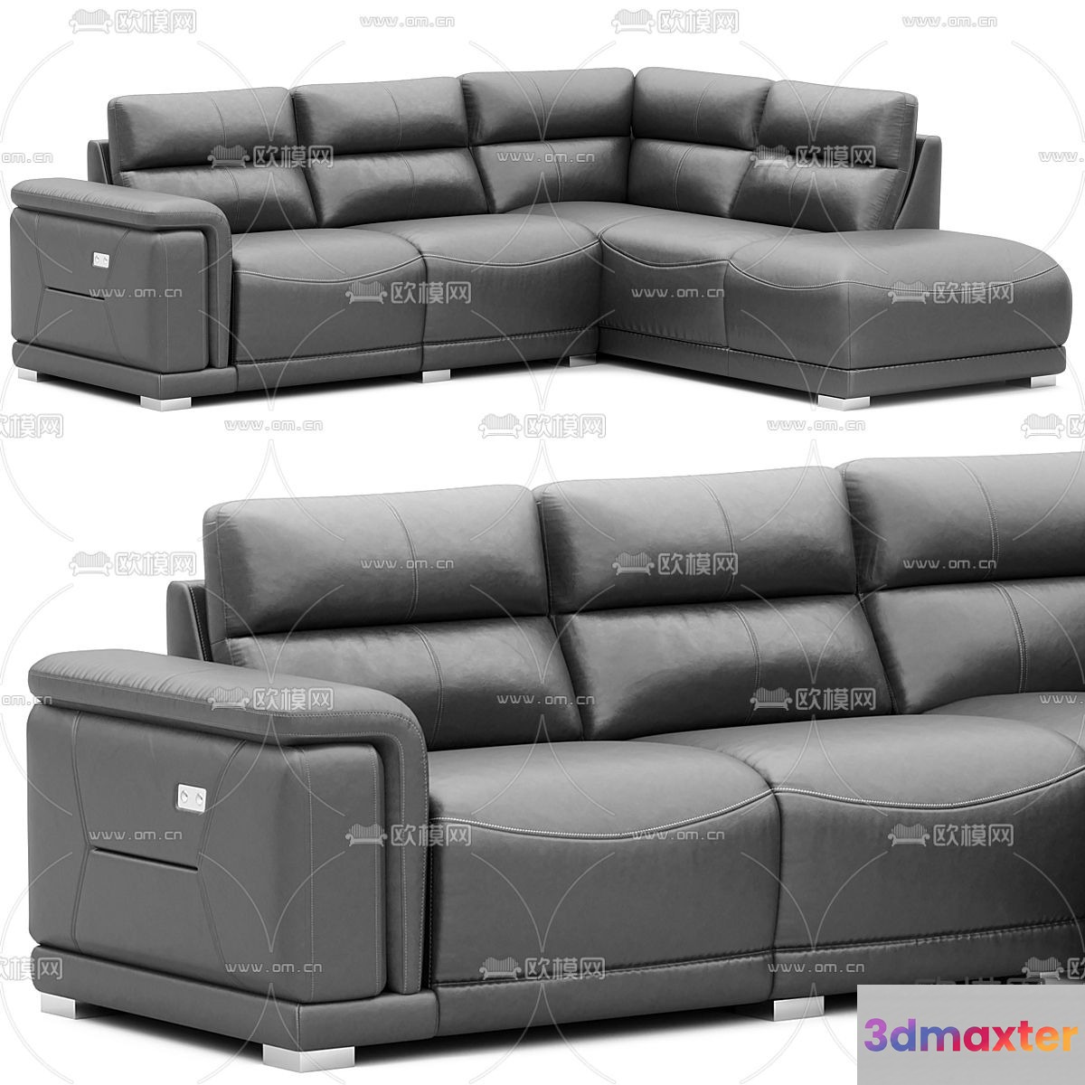 Modern Leather Sofa 3D Model - 5767 - VRAY Render