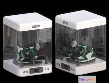 Green And White Sneakers In A Display Case 3D Model - 6232 - VRAY Render