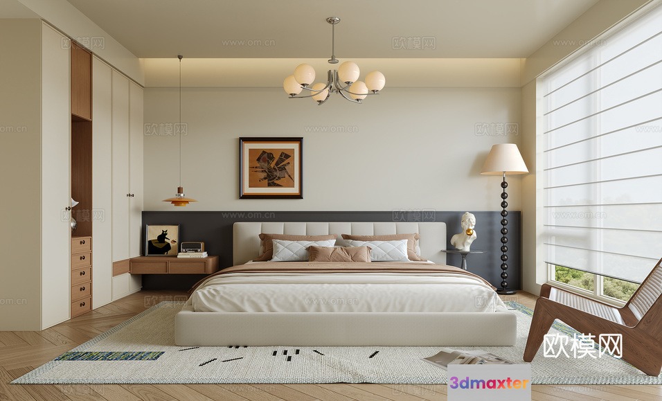 Cozy Modern Bedroom 3D Model - 14211 - CORONA Render