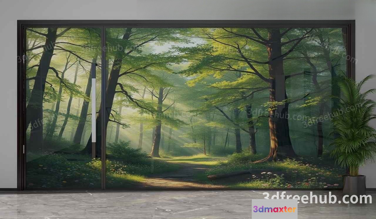 The Main Subject Is A Forest With Trees And A Path 3D Model - 22568 - VRAY Render