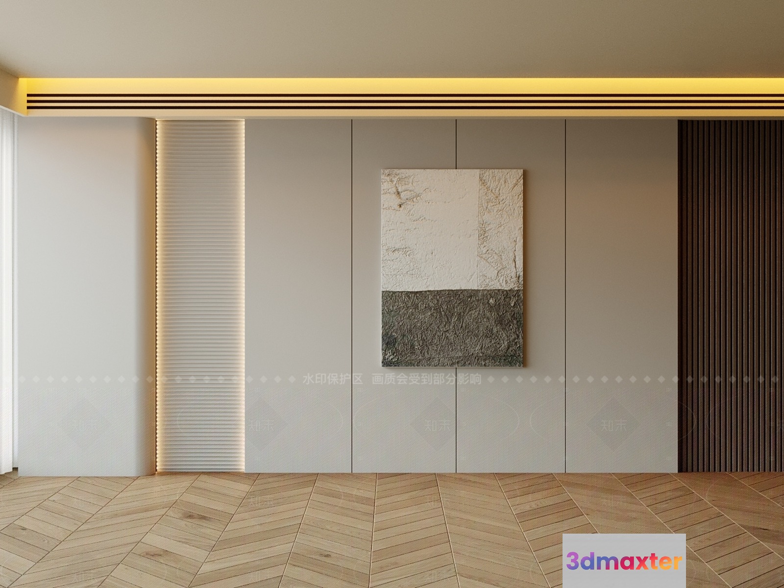 Modern Living Room 3D Model - 8019 - VRAY Render