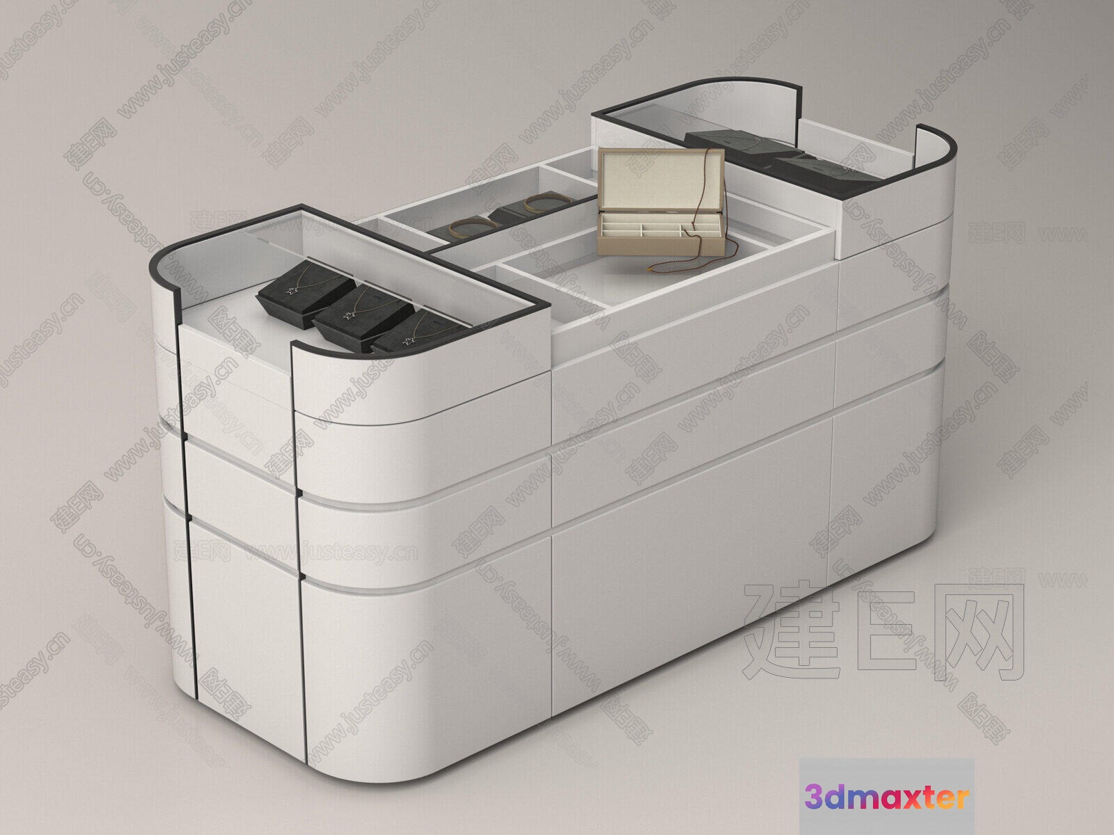 The Main Subject In This Image Is A White Desk With Drawers And A Computer 3D Model - 14969 - VRAY Render
