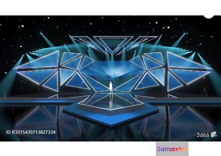 Stage With A Star-Shaped Design 3D Model - 8833 - VRAY Render
