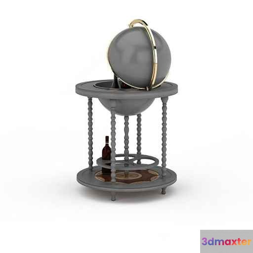A Gray Globe Stand With A Bottle 3D Model - 5190 - VRAY Render