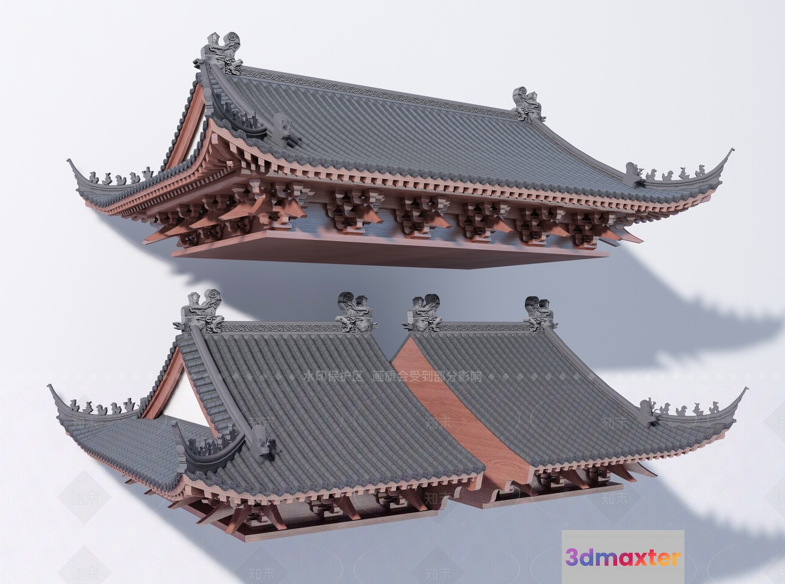 A Traditional Chinese Roof 3D Model - 21820 - VRAY Render