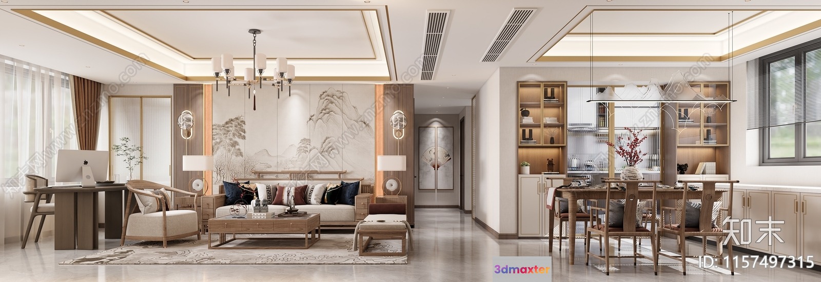 Modern Living Room 3D Model - 18253 - VRAY Render