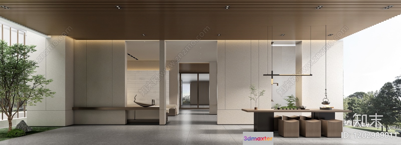 Modern Asian-Inspired Interior Design 3D Model - 14311 - VRAY Render