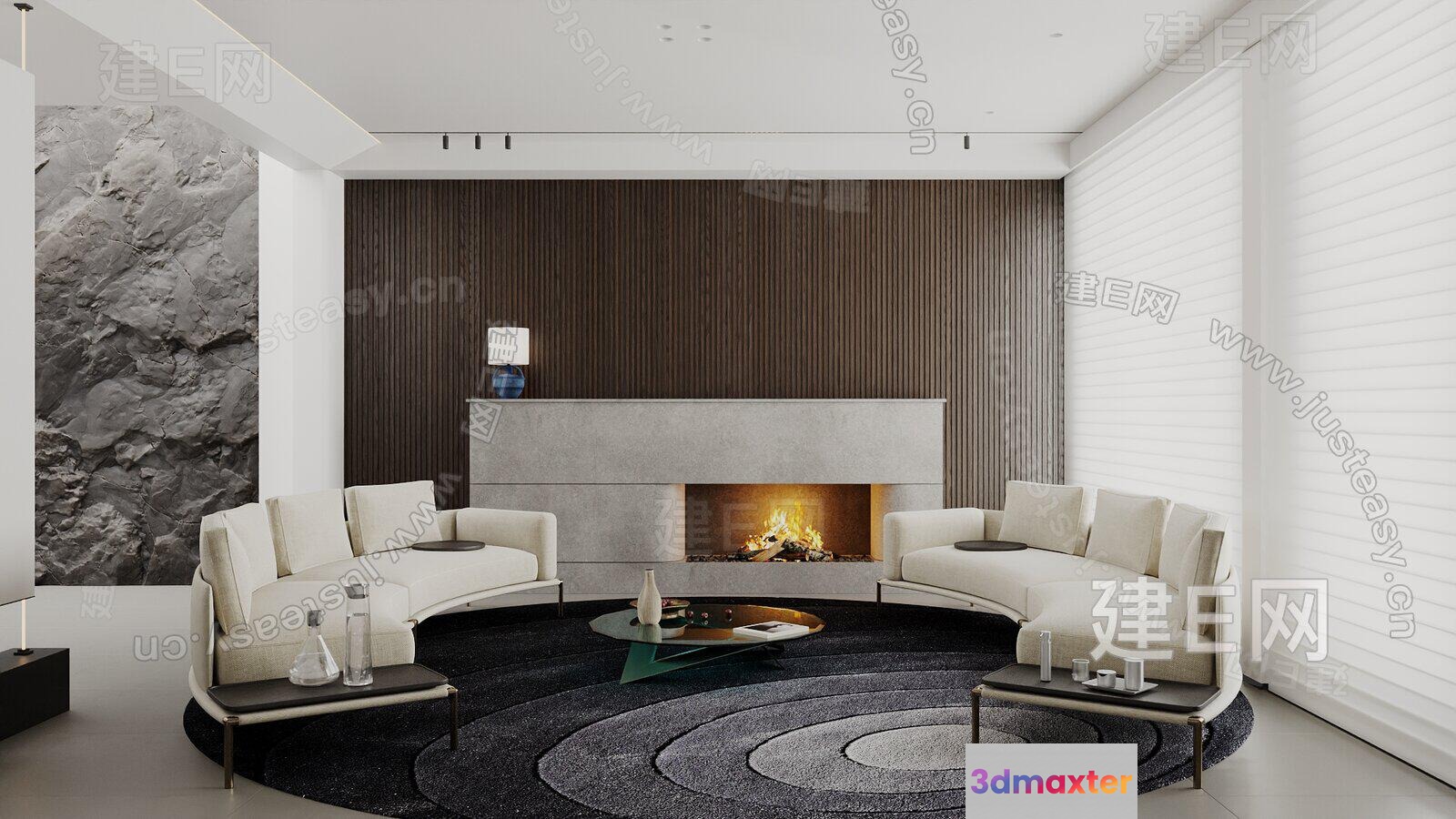 Modern Living Room 3D Model - 1272 - VRAY Render