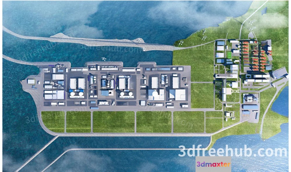 A 3D Map Of A Large Facility Or Industrial Area 3D Model - 2106 - VRAY Render
