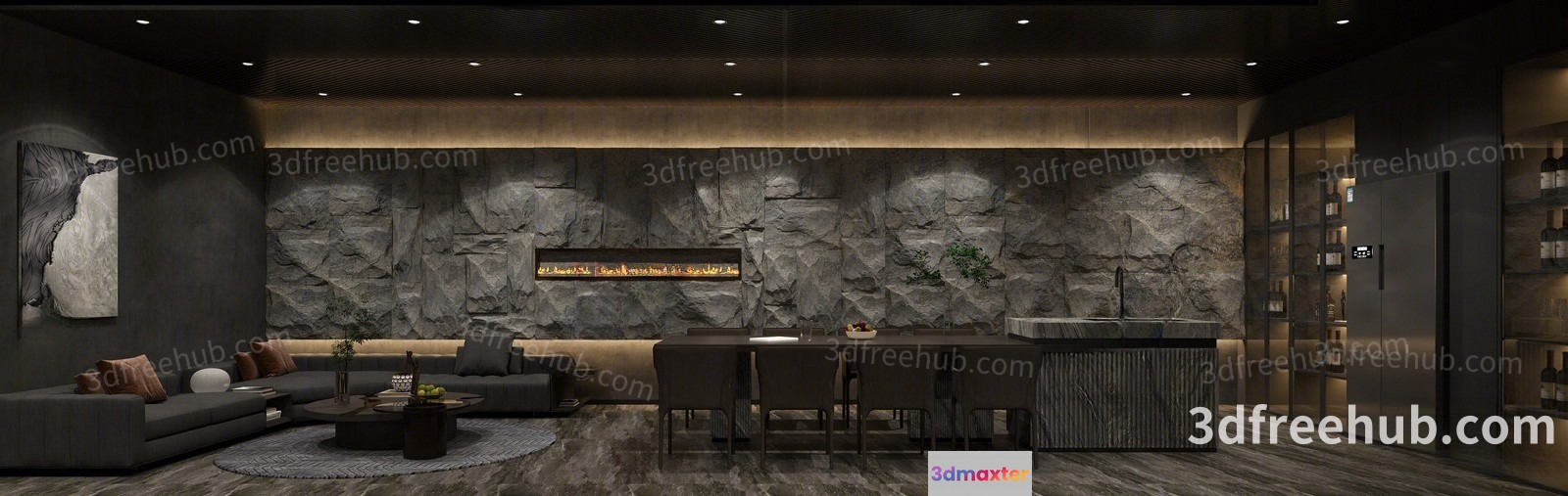 Modern Living Room 3D Model - 23482 - VRAY Render