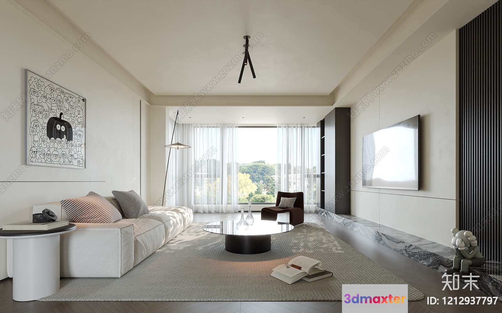 Modern Living Room 3D Model - 21375 - VRAY Render