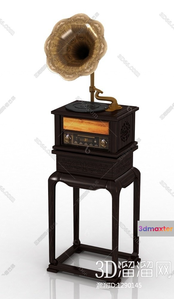 A Vintage Gramophone 3D Model - 7355 - VRAY Render