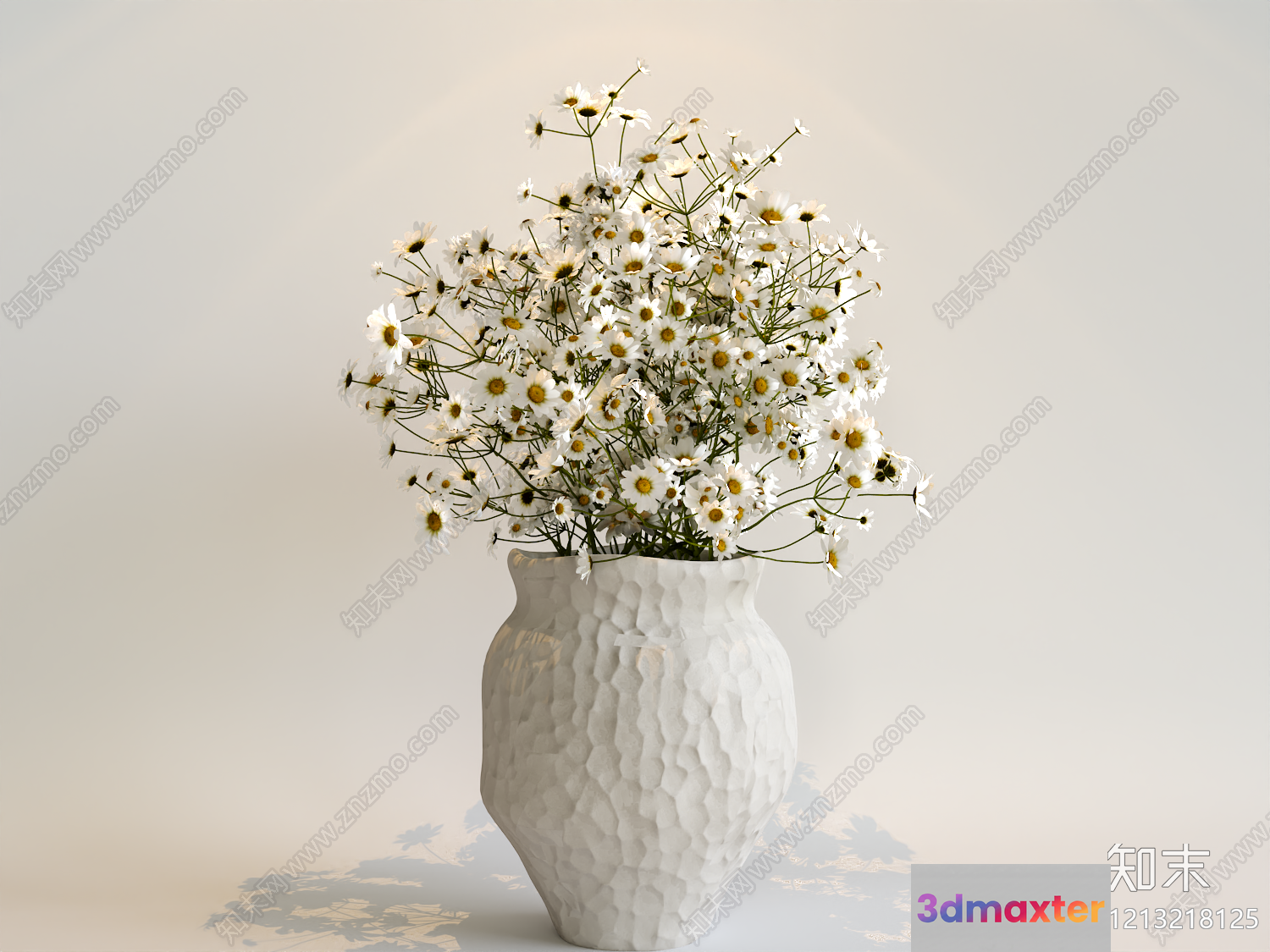 White Textured Vase 3D Model - 21473 - VRAY Render
